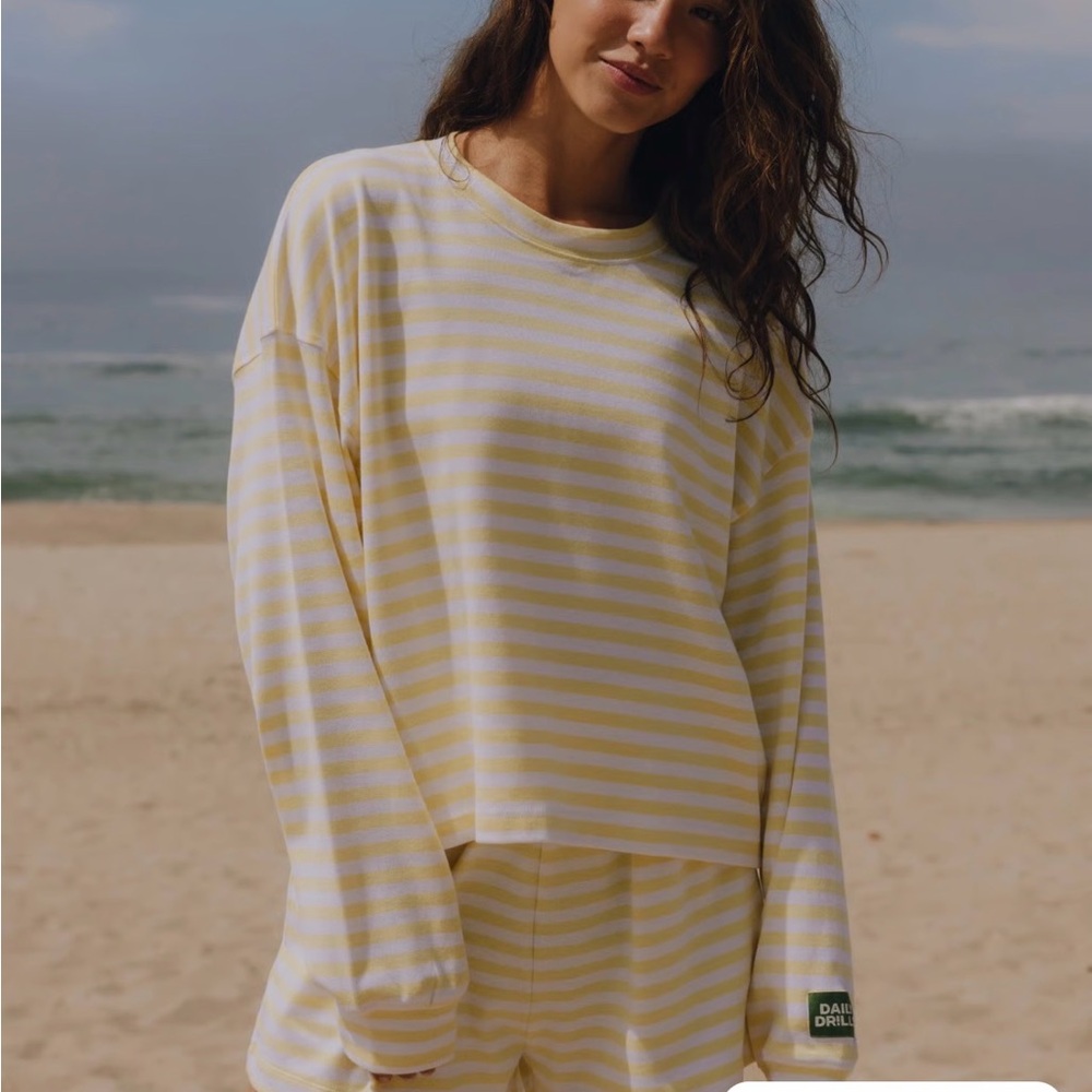 Daily Drills Yellow and White Striped Longsleeve and Shorts